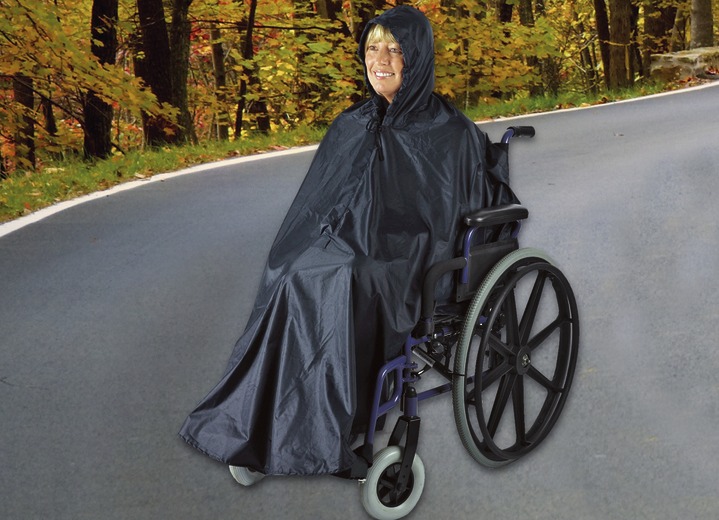 Speciale kleding  & kousen - Regencape voor rolstoel, in Farbe ZWART/BLAUW