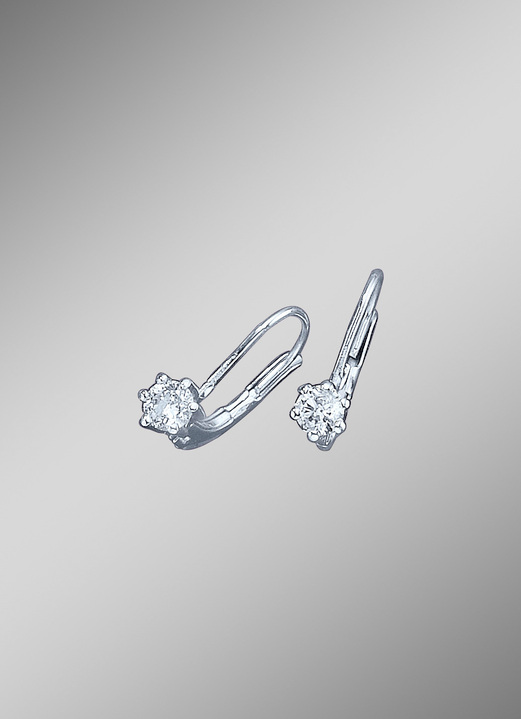 Oorbellen - Diamanten oorbellen met 2 briljanten, in Farbe