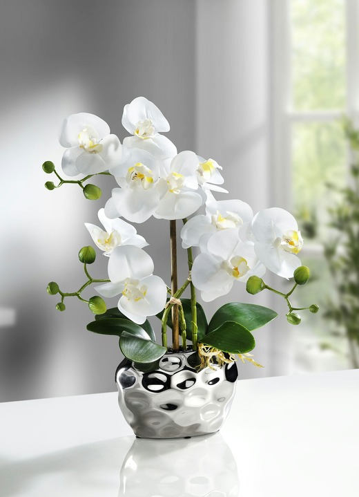 Kunst- & textielplanten - Orchidee in pot, in Farbe ZILVER
