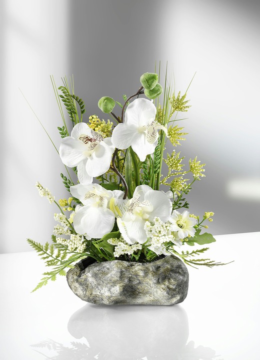 Kunst- & textielplanten - Prachtig orchideeënbloemstuk voor bij u in huis, in Farbe WIT