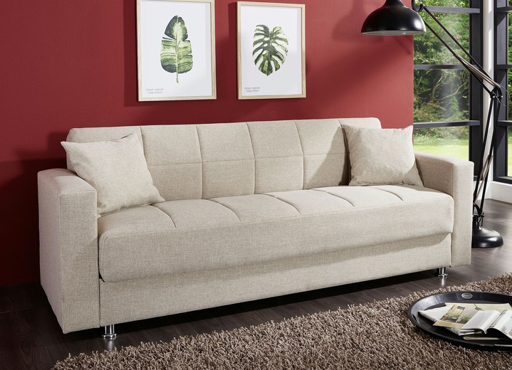 Slaap sofa`s - Klick-Klack-bank met decoratief kussen, in Farbe BEIGE Ansicht 1
