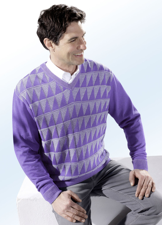 Truien & vesten - Mooie trui met in 2 kleuren, in Größe 046 bis 062, in Farbe PAARS