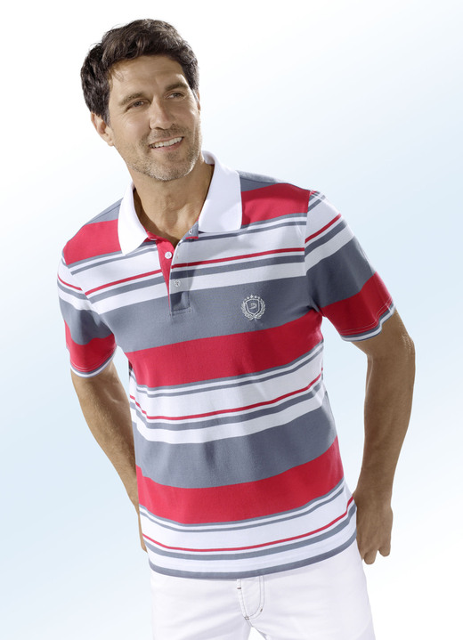 Shirts - Poloshirt in 2 Farben, in Größe 046 bis 062, in Farbe ROT-BUNT Ansicht 1
