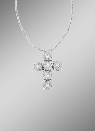 Elegante kruishanger met ankerketting en diamanten