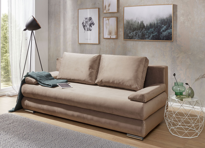 Slaap sofa`s - Slaapbank die vrij in de kamer kan worden opgesteld, in Farbe LICHTBRUIN Ansicht 1