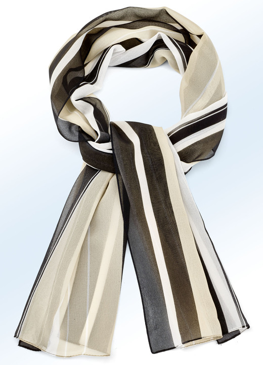 Sjaals - Sjaal met aantrekkelijk gestreept dessin, in Farbe ZWART-MEERKLEURIG Ansicht 1
