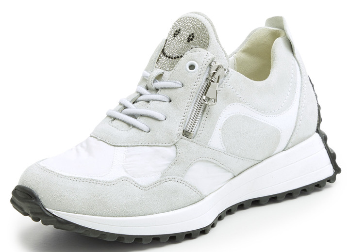 SALE % - Waldläufer Sneaker mit frecher Glitzer-Applikation, in Größe 3 1/2 bis 8, in Farbe EISGRAU-WEISS Ansicht 1