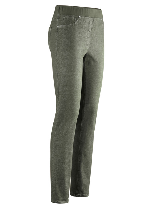 Broeken met elastische band - Jeans in comfortabel instapmodel, in Größe 018 bis 054, in Farbe OLIJF GEMÊLEERD Ansicht 1