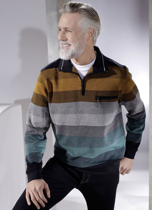 Sweatshirts - Sweatshirt van “Hajo”, in Größe 046 bis 062, in Farbe RUST-ANTRACIET-PETROL