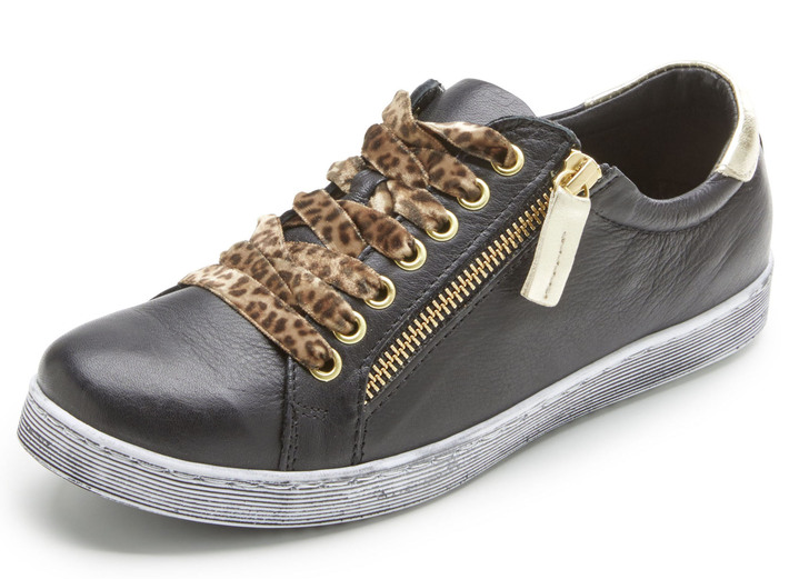 SALE % - Andrea Conti Sneaker mit pfiffiger Kontrast-Schnürung, in Größe 036 bis 042, in Farbe SCHWARZ-GOLD Ansicht 1