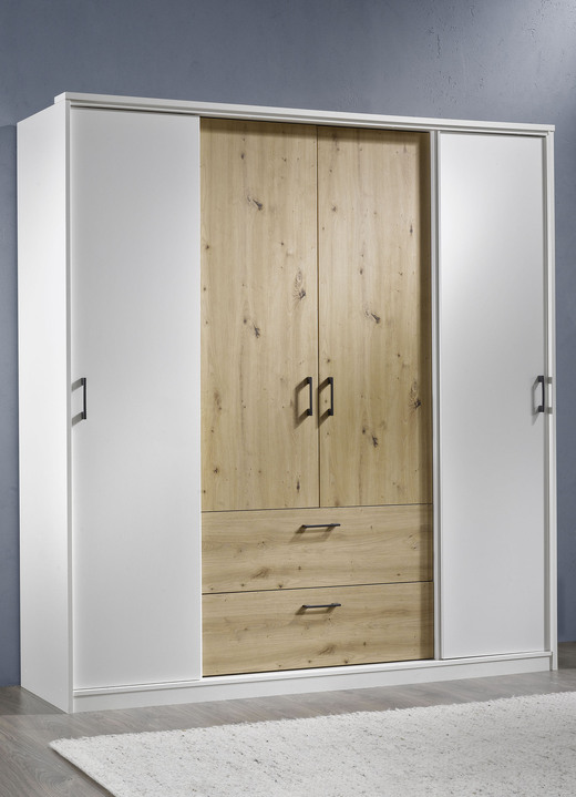 Slaapkamerkasten - Moderne kledingkast, in Farbe WITTE ARTISANALE EIK, in Ausführung Kledingkast, 3 deuren Ansicht 1