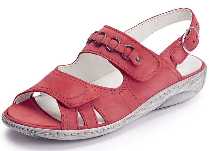 Sandaletten & Pantoletten - Waldläufer Sandale aus bestem Nubukleder, in Größe 3 1/2 bis 8, in Farbe HELLROT Ansicht 1