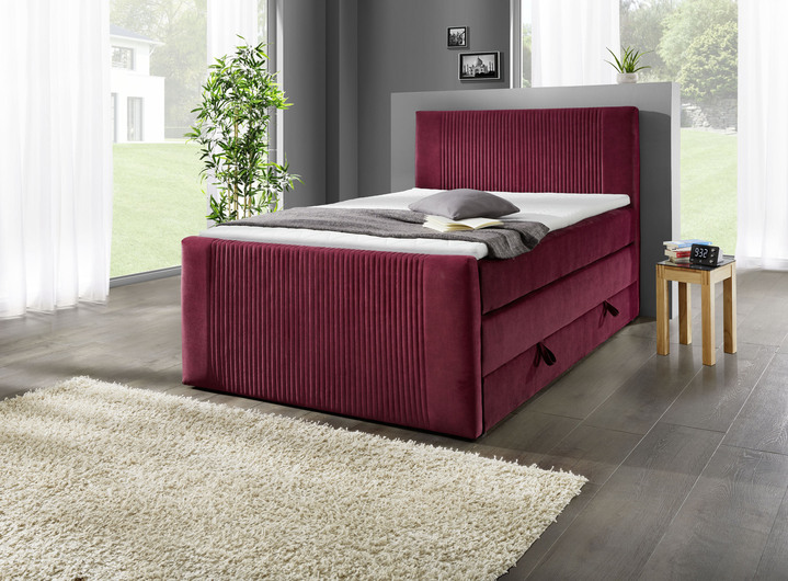Boxspring - Boxspringbed met lade, in Farbe BORDEAUX Ansicht 1