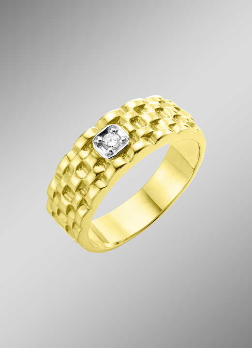 Ringen - Solide herenring in bicolor met diamant, in Größe 180 bis 240, in Farbe  Ansicht 1