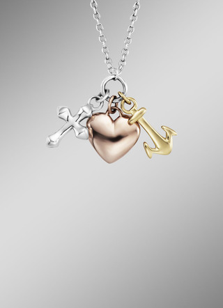 Faith, Love &amp; Hope hanger in driekleur met ketting