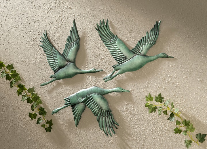 Tuindecoraties - Muurdecoratie, kraanvogel, set van 3, in Farbe GROEN