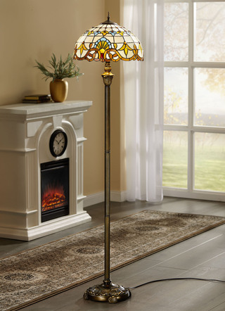 Tiffany staande lamp, met 2 lampen