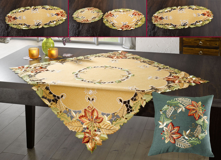 Heimtextilien - Herbstliche Tisch- und Raumdekoration, in Größe 101 (Deckchen, 35x 50 cm) bis 404 (Kissenbezug, 40x 40 cm), in Farbe GRÜN Ansicht 1