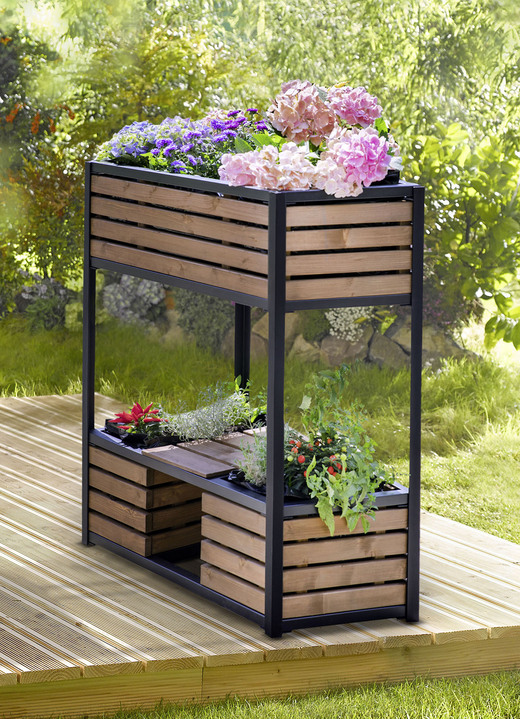 Plantenbakken - Verhoogd bed Cube Elements gemaakt van metaal en zachthout, in Farbe ZWART Ansicht 1