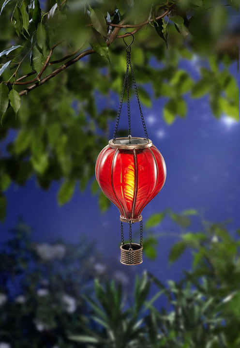 Tuinverlichting - Heteluchtballon op zonne-energie met flikkerend effect, in Farbe ROT