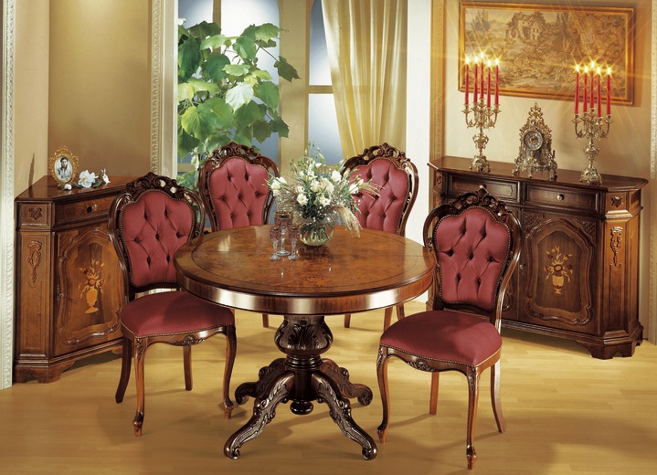 Eettafels - Elegante eettafels met uitschuifbaar tafelblad, in Farbe NOTENBOOM, in Ausführung Tafel rond Ansicht 1