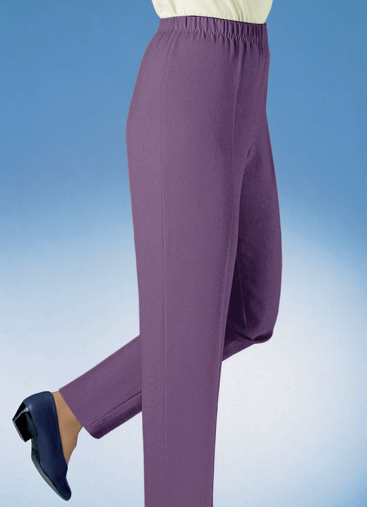 Broeken met elastische band - Hoge kwaliteit broek in 9 kleuren, in Größe 019 bis 245, in Farbe BORDEAUXROOD GEMÊLEERD Ansicht 1