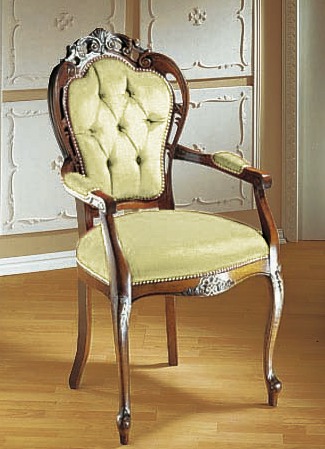 Stoelen & zitbanken - Elegante eetkamerstoelen of fauteuils, in Farbe BEIGE/NOTENBOOM, in Ausführung Fauteuil Ansicht 1