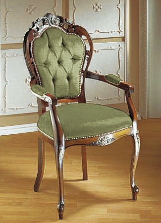 Stoelen & zitbanken - Elegante eetkamerstoelen of fauteuils, in Farbe GROEN/WALNOOT, in Ausführung Fauteuil Ansicht 1