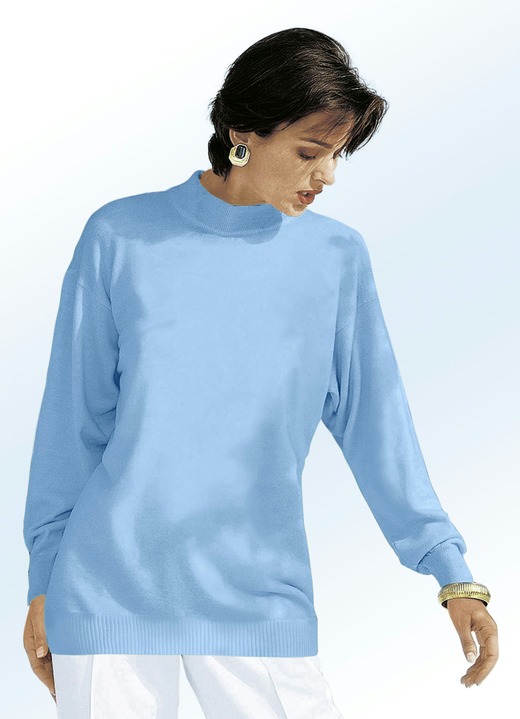 Lange mouw - Fijngebreide trui met scheerwol, in Größe 036 bis 050, in Farbe BLAUW Ansicht 1