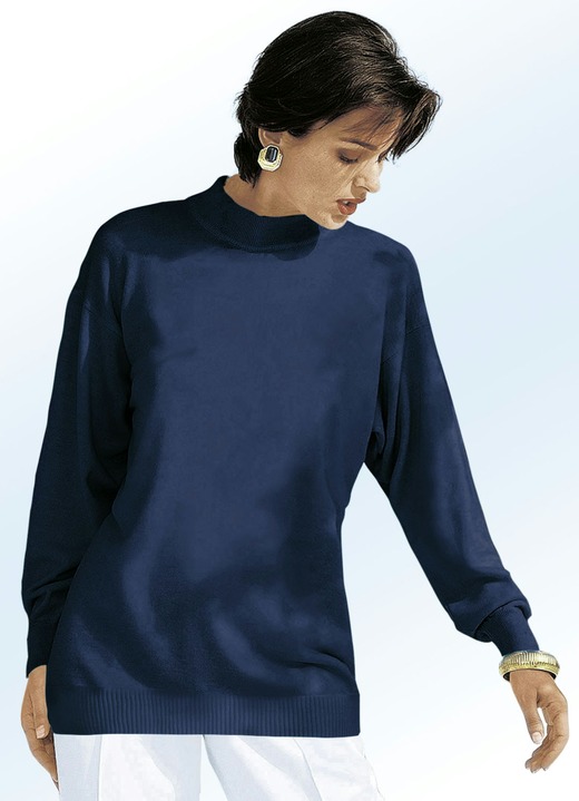 Lange mouw - Fijngebreide trui met scheerwol, in Größe 036 bis 050, in Farbe MARINE Ansicht 1