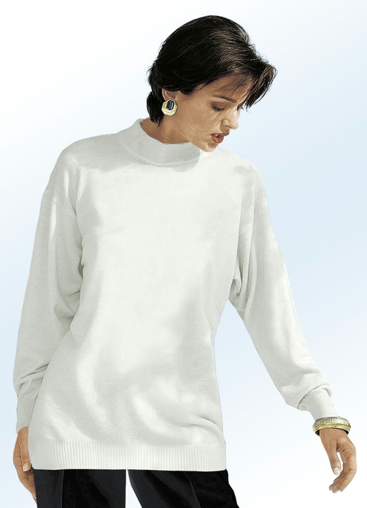 Lange mouw - Fijngebreide trui met scheerwol, in Größe 036 bis 050, in Farbe NATUURWIT Ansicht 1