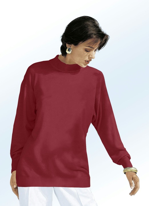 Lange mouw - Fijngebreide trui met scheerwol, in Größe 036 bis 050, in Farbe WIJNROOD Ansicht 1