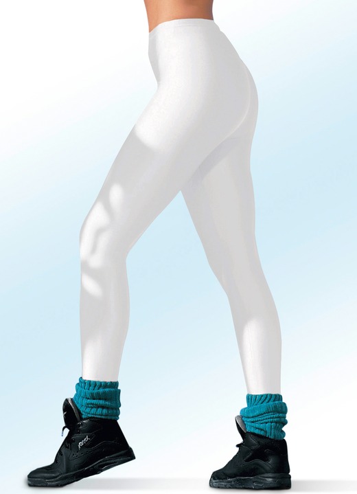 Vrijetijds pantalons - Legging met glanzend effect in 4 kleuren, in Größe 034 bis 050, in Farbe WIT Ansicht 1