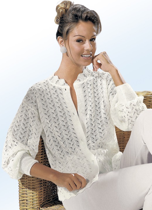 Pyjama's & shorties - Bedjasje met lange mouwen en doorlopende knopen, in Größe 038 bis 056, in Farbe NATUURWIT Ansicht 1