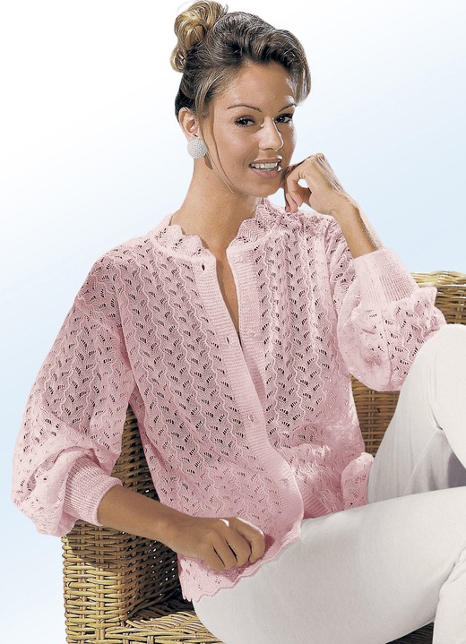 Pyjama's & shorties - Bedjasje met lange mouwen en doorlopende knopen, in Größe 038 bis 056, in Farbe ROSÉ Ansicht 1