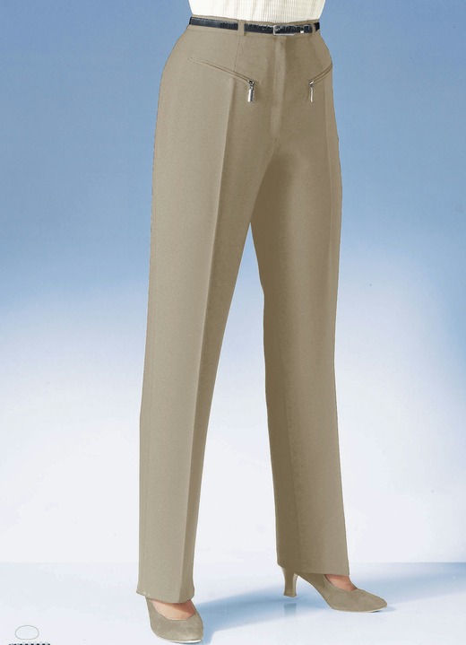 Broeken - Broek met paspelzakken met rits, in Größe 018 bis 088, in Farbe ZAND Ansicht 1