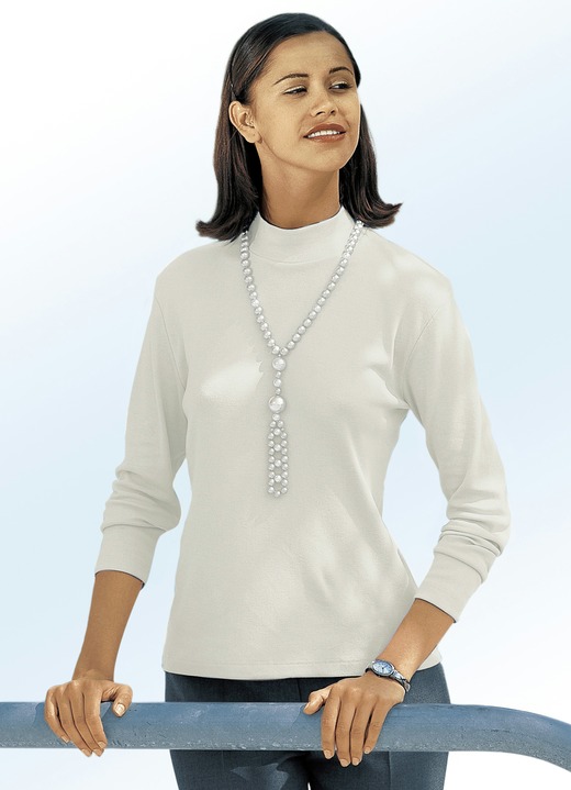 Lange mouw - Stoer shirt in 16 kleuren, in Größe 034 bis 052, in Farbe ECRU Ansicht 1