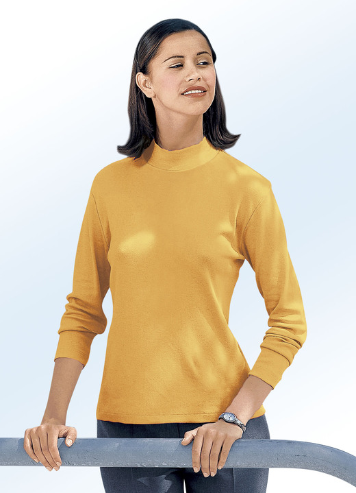 Lange mouw - Stoer shirt in 16 kleuren, in Größe 034 bis 052, in Farbe HONINGKLEUR Ansicht 1