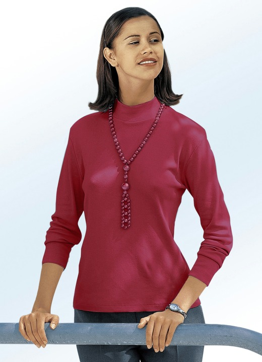Lange mouw - Stoer shirt in 16 kleuren, in Größe 034 bis 052, in Farbe WIJNROOD Ansicht 1
