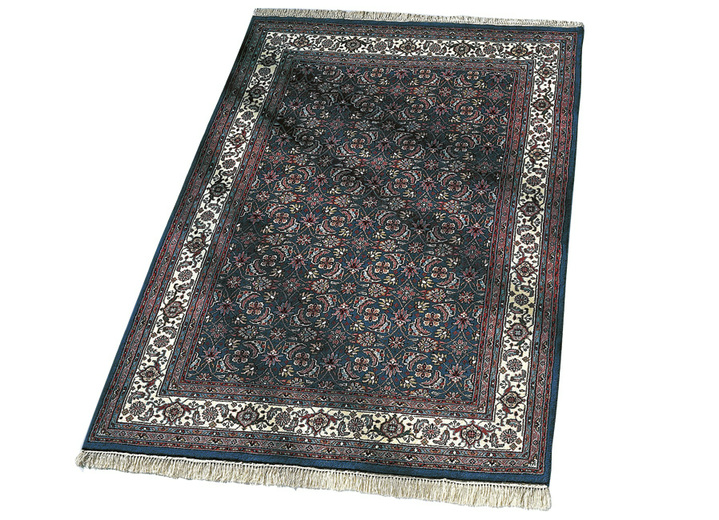 Klassisch - Handgeknüpfte Orientteppiche aus 100% Schurwolle, in Größe 037 (Brücke, ca. 70x140 cm) bis 299 (Teppich, ca. 300x400 cm), in Farbe BLAUGRUNDIG Ansicht 1