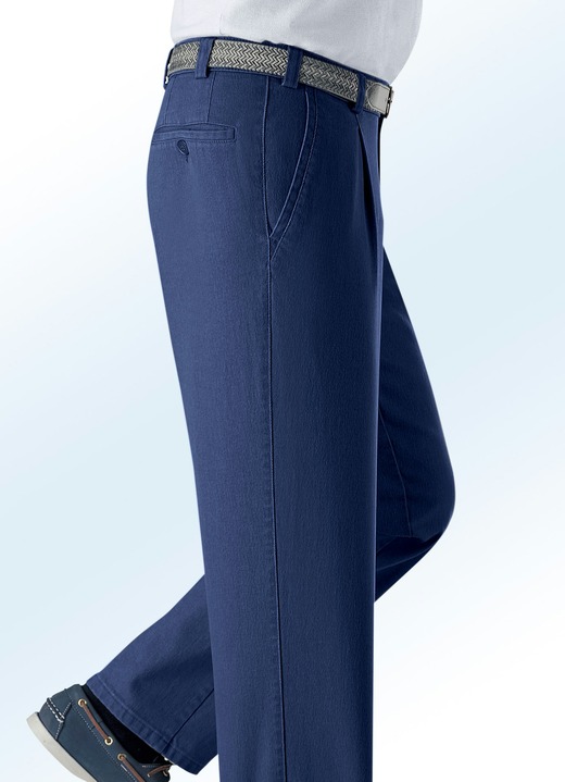 Jeans - Underbelly jeans met riem in 3 kleuren, in Größe 024 bis 060, in Farbe JEANSBLAUW Ansicht 1