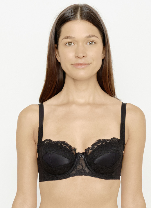 Beugel-BH - Susa dirndl bh met buitenbandjes, in Größe 070 bis 095, in Cup B, in Farbe ZWART Ansicht 1