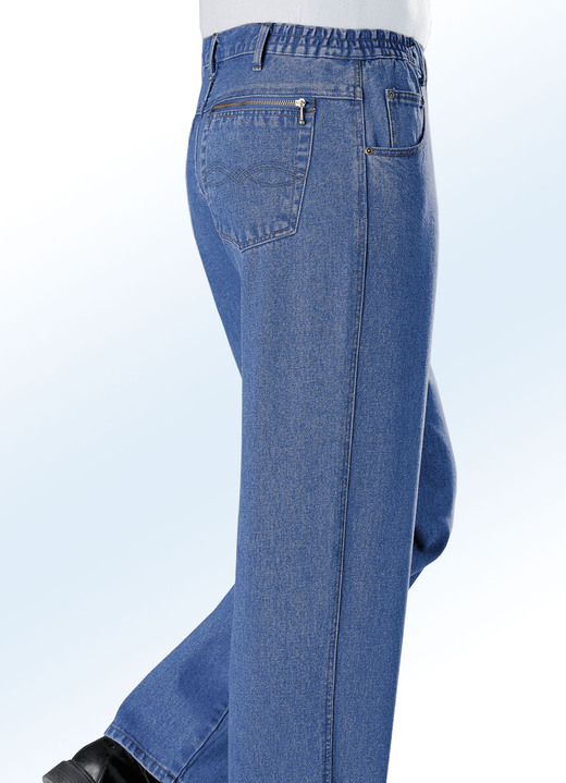 Jeans - Jeans met elastische taillebandinzetstukken in 3 kleuren, in Größe 024 bis 062, in Farbe LICHTJEANS Ansicht 1