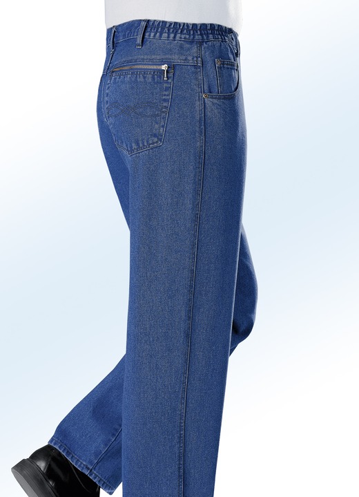 Jeans - Jeans met elastische taillebandinzetstukken in 3 kleuren, in Größe 024 bis 062, in Farbe JEANSBLAUW Ansicht 1