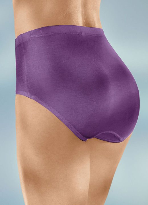 Slips - Vier-pack slip met elastische tailleband, in Größe 038 bis 054, in Farbe 2X PAARS, 2X ZWART Ansicht 1