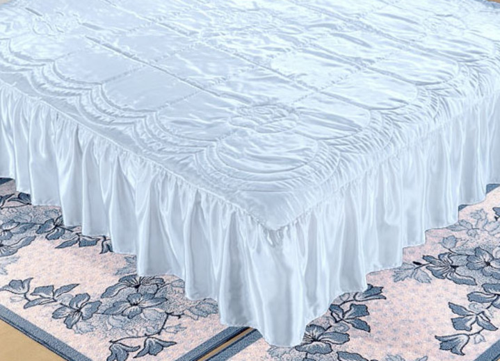 Tagesdecken - Einzelbett, in Größe 873 (Einzelbett, 140x210 cm, 1 Volant) bis 916 (franz. Bett, 280x250 cm, 3 Volants), in Farbe BLAU Ansicht 1
