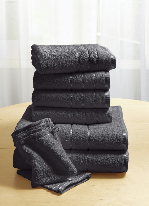 Handdoeken - Zachte badstofhanddoeken van dichte lussenpool, in Größe 200 (2 handdoeken, 50 x 90 cm) bis 210 (10-delige voordeelset), in Farbe ANTRACIET Ansicht 1