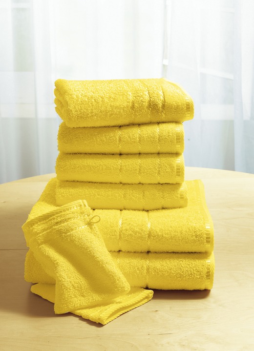 Handdoeken - Zachte badstofhanddoeken van dichte lussenpool, in Größe 200 (2 handdoeken, 50 x 90 cm) bis 210 (10-delige voordeelset), in Farbe GEEL Ansicht 1