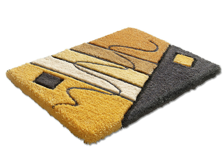 Badmatten - Barrevoetszachte badkamersuite in harmonieuze kleuren, in Größe 100 (matje, halfrond 50 x 80 cm) bis 112 (WC-dekselhoes, 47 x 50 cm, met koord), in Farbe TERRA-GRIJS Ansicht 1