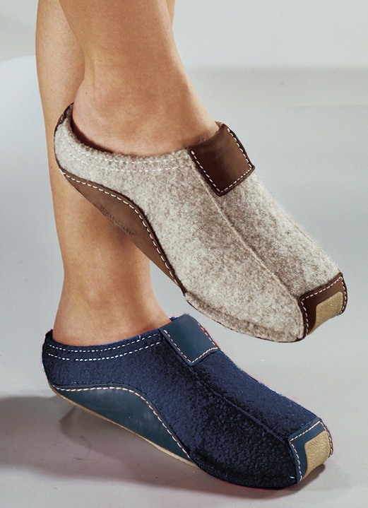 Damesmode - HAFLINGER pantoffels, wolfleece stof, in Größe 036 bis 046, in Farbe MARINE Ansicht 1